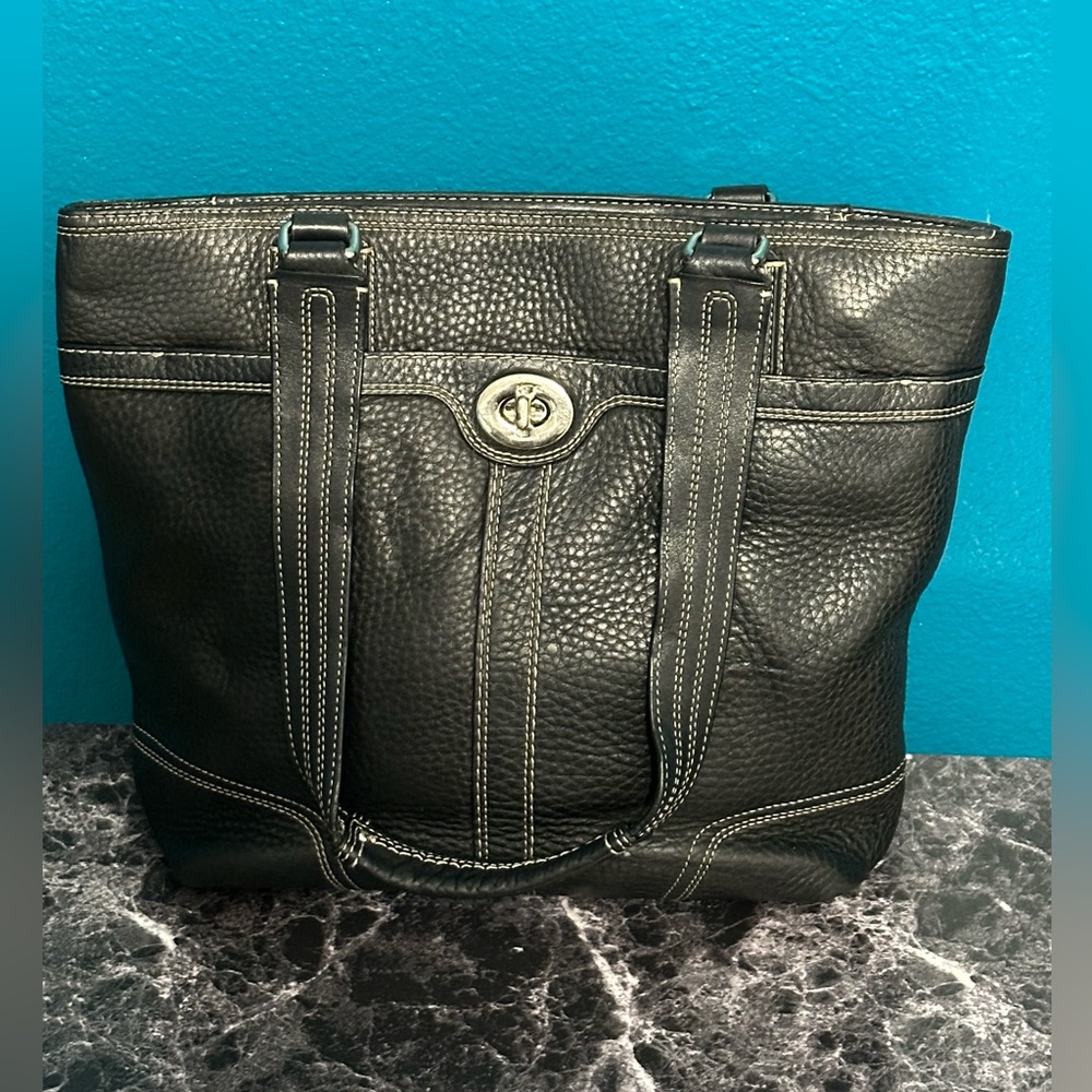 COACH Hamilton Hampton F13959 Black Pebbled Leather Carryall Shoulder Bag Tote